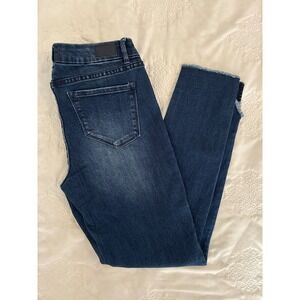Dear John Skinny Jeans Dark Wash Raw Tulip Hem Denim Pants Womens 27